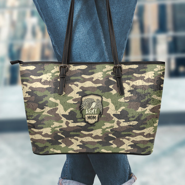 Camouflage Large Leather Tote Bag