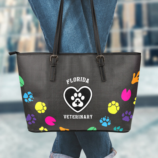 FL Veterinary Large Leather Tote Bag
