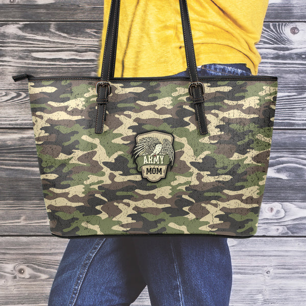 Camouflage Small Leather Tote Bag