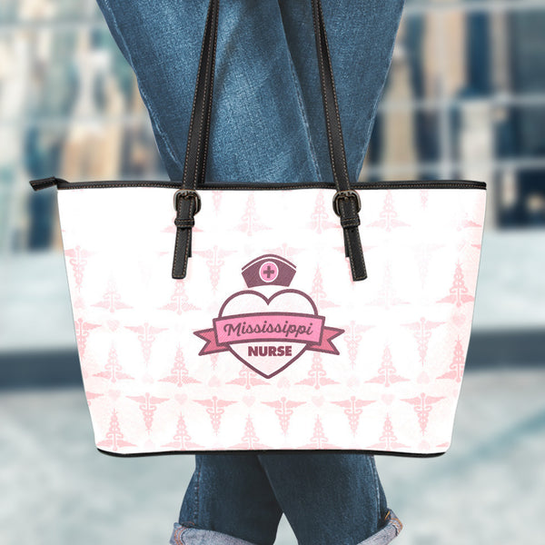 MS Nurse Pink Small Leather Tote Bag