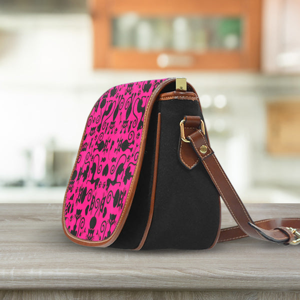 Cats Pink Saddle Bag