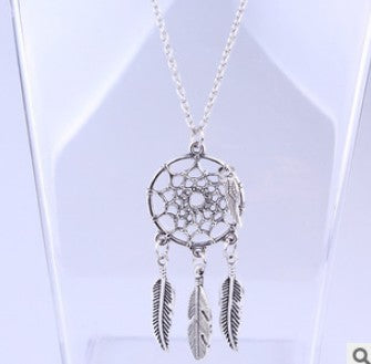 Bohemian Style Dreamcatcher Feather Wings Shaped Pendant Necklace